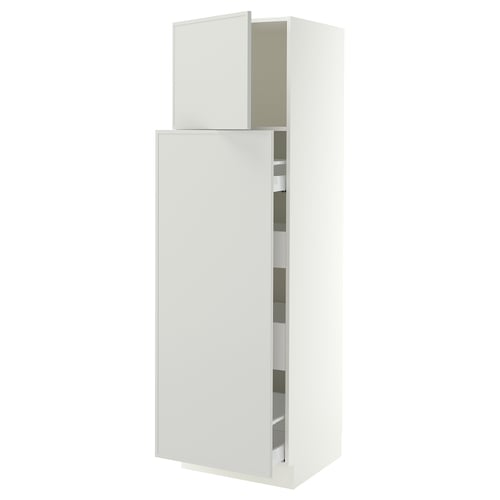SEKTION / MAXIMERA Gabinete alto+1 pt/4 cjn extraíbles, blanco/Aspudden gris claro, 24x24x80 "