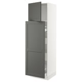 SEKTION / MAXIMERA Gabinete alto+1 pt/4 cjn extraíbles, blanco/Axstad gris oscuro, 24x24x80 "