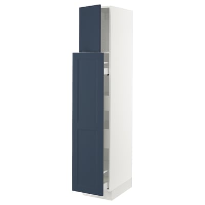 SEKTION / MAXIMERA Gabinete alto+1 pt/4 cjn extraíbles, blanco Axstad/mate azul, 15x24x80 "