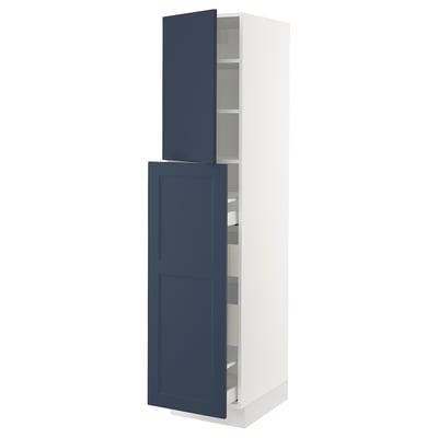 SEKTION / MAXIMERA Gabinete alto+1 pt/4 cjn extraíbles, blanco Axstad/mate azul, 18x24x80 "