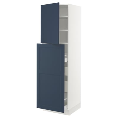 SEKTION / MAXIMERA Gabinete alto+1 pt/4 cjn extraíbles, blanco Axstad/mate azul, 24x24x80 "