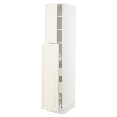 SEKTION / MAXIMERA Gabinete alto+1 pt/4 cjn extraíbles, blanco/Bodbyn color hueso, 15x24x80 "