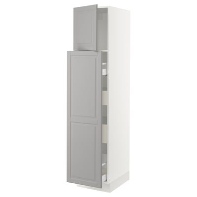SEKTION / MAXIMERA Gabinete alto+1 pt/4 cjn extraíbles, blanco/Bodbyn gris, 18x24x80 "