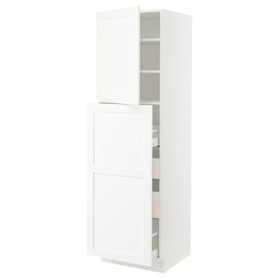 SEKTION / MAXIMERA Gabinete alto+1 pt/4 cjn extraíbles, blanco Enköping/blanco efecto madera, 24x24x80 "
