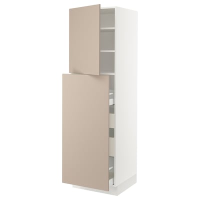 SEKTION / MAXIMERA Gabinete alto+1 pt/4 cjn extraíbles, blanco/Havstorp beige, 24x24x80 "