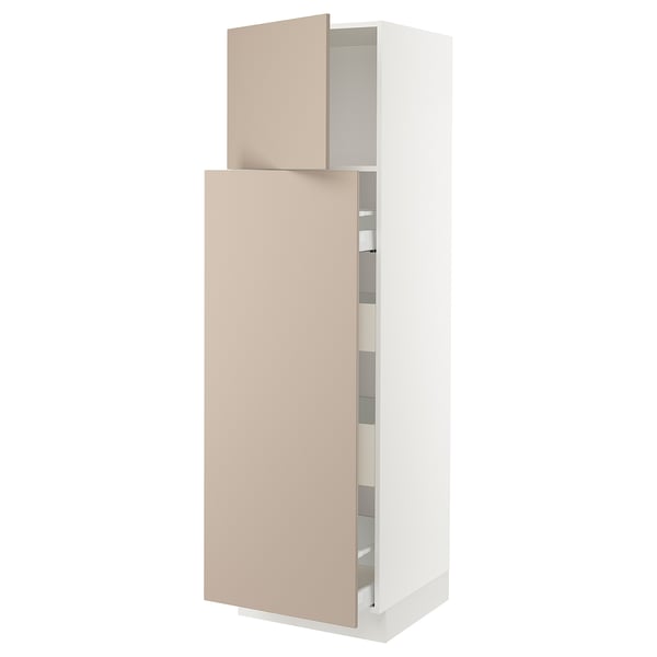 SEKTION / MAXIMERA Gabinete alto+1 pt/4 cjn extraíbles, blanco/Havstorp beige, 24x24x80 "