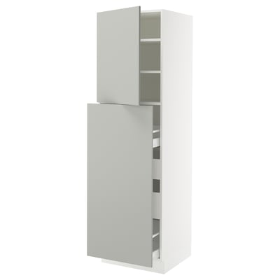 SEKTION / MAXIMERA Gabinete alto+1 pt/4 cjn extraíbles, blanco/Havstorp gris claro, 24x24x80 "