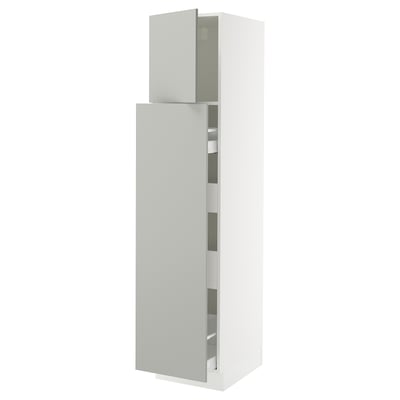 SEKTION / MAXIMERA Gabinete alto+1 pt/4 cjn extraíbles, blanco/Havstorp gris claro, 18x24x80 "