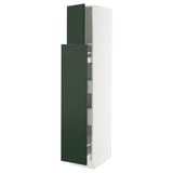 SEKTION / MAXIMERA Gabinete alto+1 pt/4 cjn extraíbles, blanco/Havstorp verde oscuro, 15x24x80 "