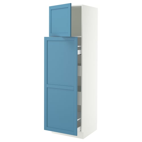 SEKTION / MAXIMERA Gabinete alto+1 pt/4 cjn extraíbles, blanco/Lerhyttan azul, 24x24x80 "