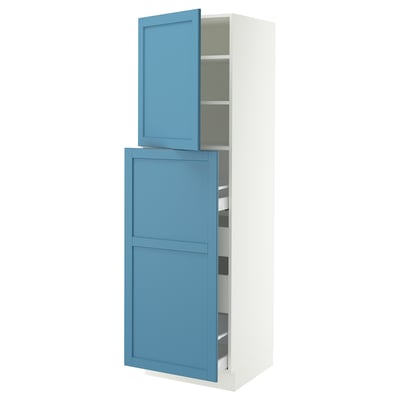 SEKTION / MAXIMERA Gabinete alto+1 pt/4 cjn extraíbles, blanco/Lerhyttan azul, 24x24x80 "