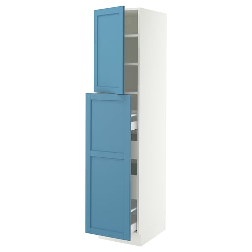 SEKTION / MAXIMERA Gabinete alto+1 pt/4 cjn extraíbles, blanco/Lerhyttan azul, 18x24x80 "
