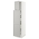 SEKTION / MAXIMERA Gabinete alto+1 pt/4 cjn extraíbles, blanco/Lerhyttan gris claro, 18x24x80 "