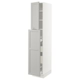 SEKTION / MAXIMERA Gabinete alto+1 pt/4 cjn extraíbles, blanco/Lerhyttan gris claro, 15x24x80 "