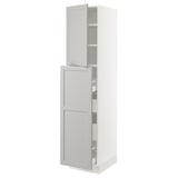 SEKTION / MAXIMERA Gabinete alto+1 pt/4 cjn extraíbles, blanco/Lerhyttan gris claro, 18x24x80 "
