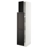 SEKTION / MAXIMERA Gabinete alto+1 pt/4 cjn extraíbles, blanco/Lerhyttan teñido en negro, 15x24x80 "
