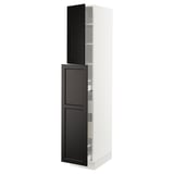 SEKTION / MAXIMERA Gabinete alto+1 pt/4 cjn extraíbles, blanco/Lerhyttan teñido en negro, 15x24x80 "