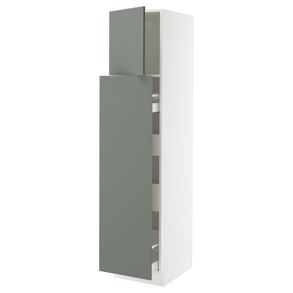 SEKTION / MAXIMERA Gabinete alto+1 pt/4 cjn extraíbles, blanco/Nickebo verde grisáceo mate, 18x24x80 "