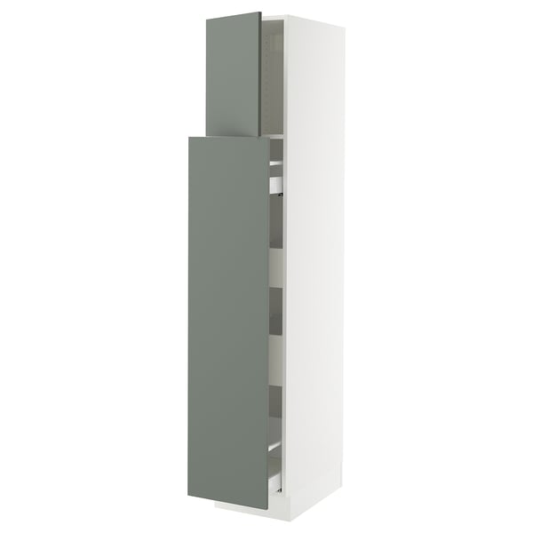 SEKTION / MAXIMERA Gabinete alto+1 pt/4 cjn extraíbles, blanco/Nickebo verde grisáceo mate, 15x24x80 "