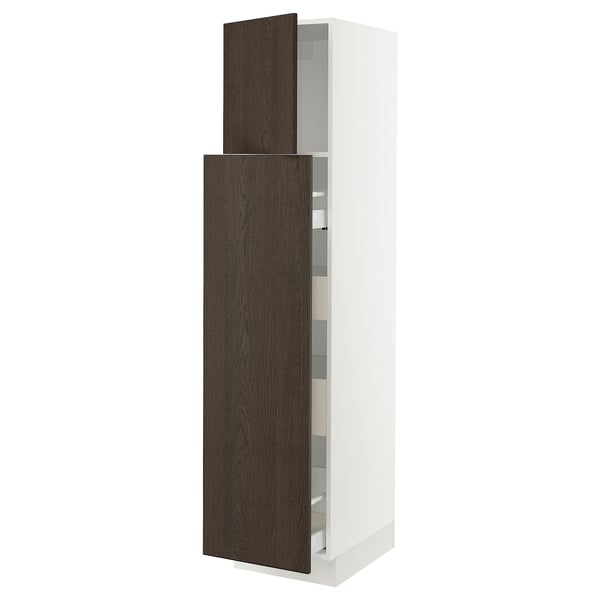 SEKTION / MAXIMERA Gabinete alto+1 pt/4 cjn extraíbles, blanco/Sinarp marrón, 18x24x80 "