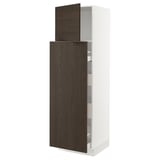 SEKTION / MAXIMERA Gabinete alto+1 pt/4 cjn extraíbles, blanco/Sinarp marrón, 24x24x80 "