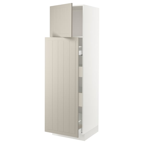 SEKTION / MAXIMERA Gabinete alto+1 pt/4 cjn extraíbles, blanco/Stensund beige, 24x24x80 "