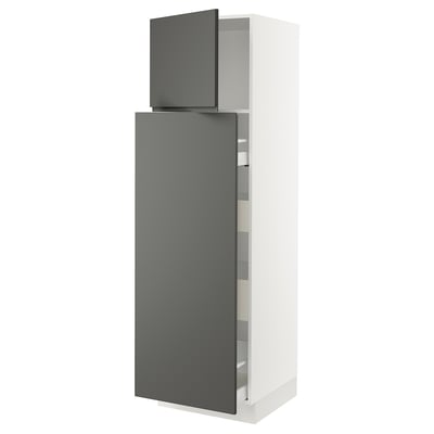 SEKTION / MAXIMERA Gabinete alto+1 pt/4 cjn extraíbles, blanco/Voxtorp gris oscuro, 24x24x80 "