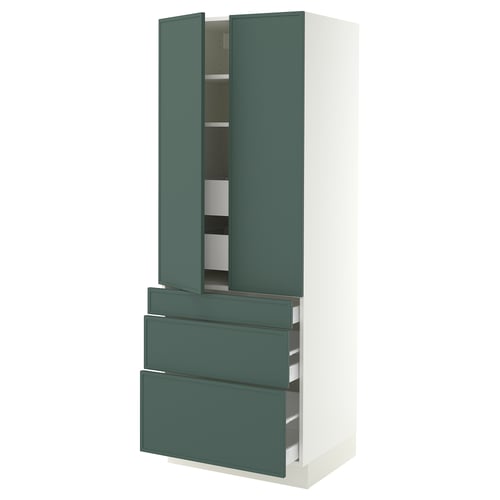 SEKTION / MAXIMERA Gabinete alto+2 prta/3 frnt/5 cjn, blanco/Aspudden gris verdoso oscuro, 30x24x80 "
