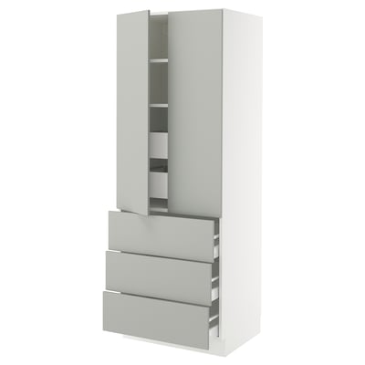 SEKTION / MAXIMERA Gabinete alto+2 prta/3 frnt/5 cjn, blanco/Havstorp gris claro, 30x24x80 "