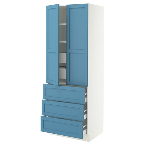 SEKTION / MAXIMERA Gabinete alto+2 prta/3 frnt/5 cjn, blanco/Lerhyttan azul, 30x24x80 "