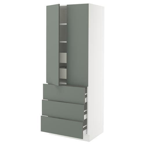 SEKTION / MAXIMERA Gabinete alto+2 prta/3 frnt/5 cjn, blanco/Nickebo verde grisáceo mate, 30x24x80 "