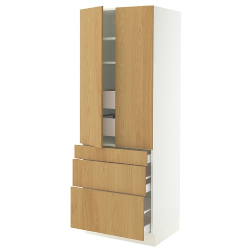 SEKTION / MAXIMERA Gabinete alto+2 prta/3 frnt/5 cjn, blanco/Sinarp chapa de roble, 30x24x80 "