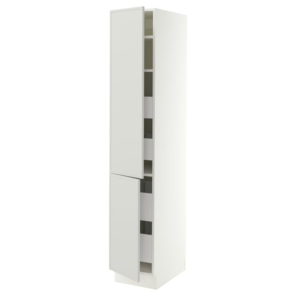 SEKTION / MAXIMERA Gabinete alto+2 prta/estantes/4 cjn, blanco/Aspudden gris claro, 15x24x80 "