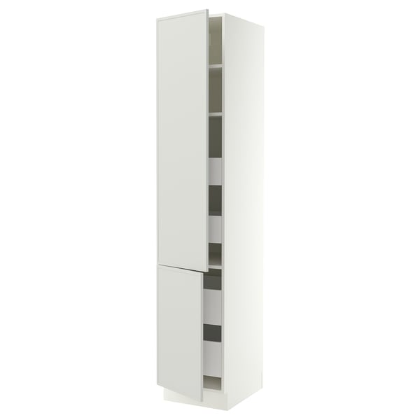 SEKTION / MAXIMERA Gabinete alto+2 prta/estantes/4 cjn, blanco/Aspudden gris claro, 18x24x90 "
