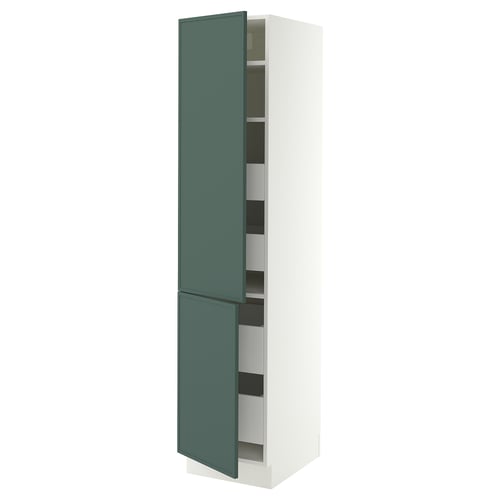 SEKTION / MAXIMERA Gabinete alto+2 prta/estantes/4 cjn, blanco/Aspudden gris verdoso oscuro, 18x24x80 "