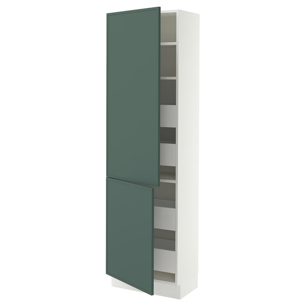 SEKTION / MAXIMERA Gabinete alto+2 prta/estantes/4 cjn, blanco/Aspudden gris verdoso oscuro, 24x15x80 "