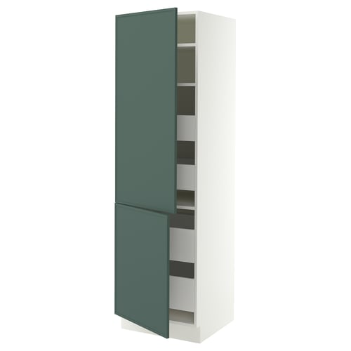 SEKTION / MAXIMERA Gabinete alto+2 prta/estantes/4 cjn, blanco/Aspudden gris verdoso oscuro, 24x24x80 "