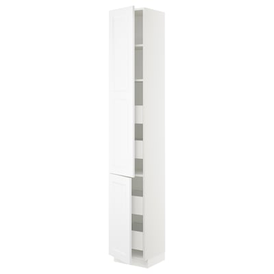 SEKTION / MAXIMERA Gabinete alto+2 prta/estantes/4 cjn, blanco/Axstad blanco mate, 15x15x90 "
