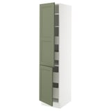 SEKTION / MAXIMERA Gabinete alto+2 prta/estantes/4 cjn, blanco/Axstad gris-verde, 18x24x80 "