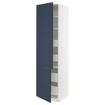 SEKTION / MAXIMERA Gabinete alto+2 prta/estantes/4 cjn, blanco Axstad/mate azul, 24x24x90 "
