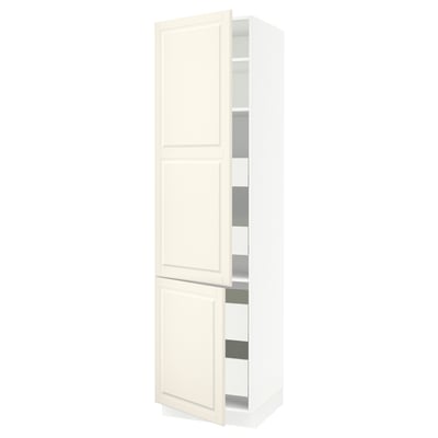SEKTION / MAXIMERA Gabinete alto+2 prta/estantes/4 cjn, blanco/Bodbyn color hueso, 24x24x90 "