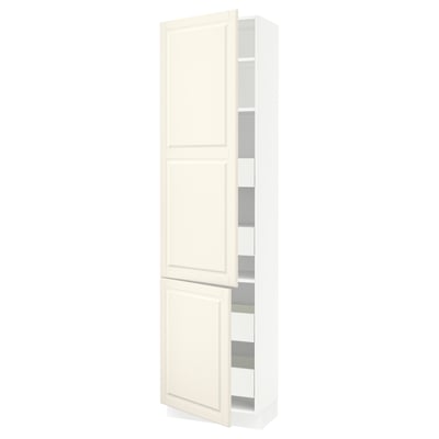 SEKTION / MAXIMERA Gabinete alto+2 prta/estantes/4 cjn, blanco/Bodbyn color hueso, 24x15x90 "
