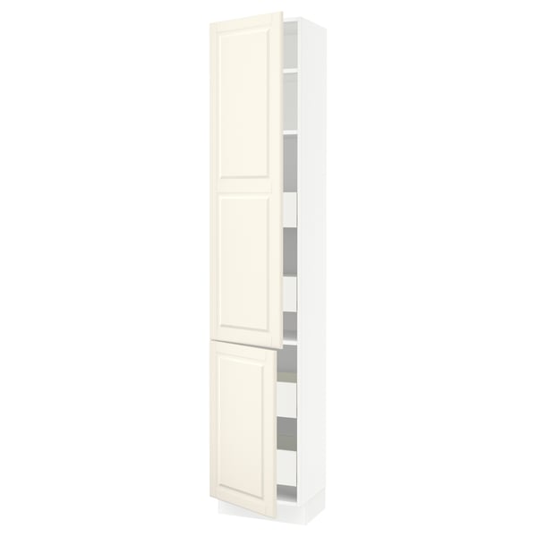 SEKTION / MAXIMERA Gabinete alto+2 prta/estantes/4 cjn, blanco/Bodbyn color hueso, 18x15x90 "