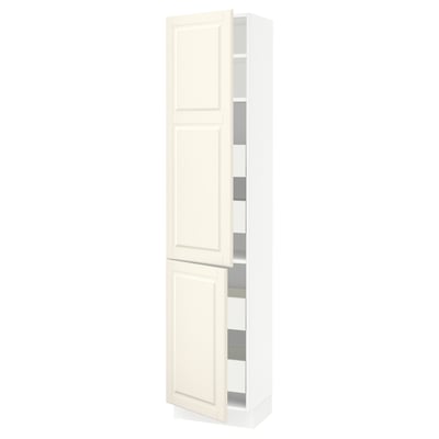 SEKTION / MAXIMERA Gabinete alto+2 prta/estantes/4 cjn, blanco/Bodbyn color hueso, 18x15x80 "
