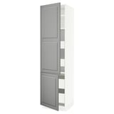 SEKTION / MAXIMERA Gabinete alto+2 prta/estantes/4 cjn, blanco/Bodbyn gris, 24x24x90 "