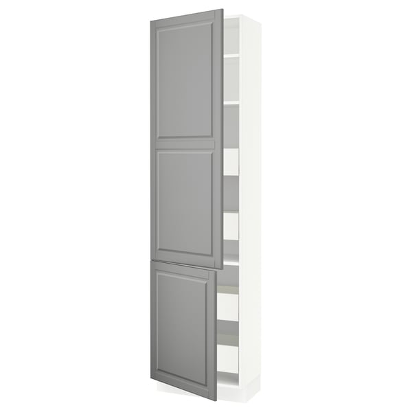 SEKTION / MAXIMERA Gabinete alto+2 prta/estantes/4 cjn, blanco/Bodbyn gris, 24x15x90 "