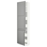 SEKTION / MAXIMERA Gabinete alto+2 prta/estantes/4 cjn, blanco/Bodbyn gris, 24x15x90 "