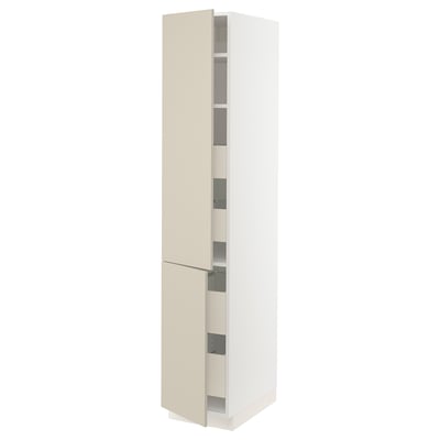 SEKTION / MAXIMERA Gabinete alto+2 prta/estantes/4 cjn, blanco/Havstorp beige, 15x24x80 "