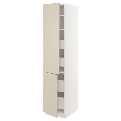 SEKTION / MAXIMERA Gabinete alto+2 prta/estantes/4 cjn, blanco/Havstorp beige, 18x24x80 "