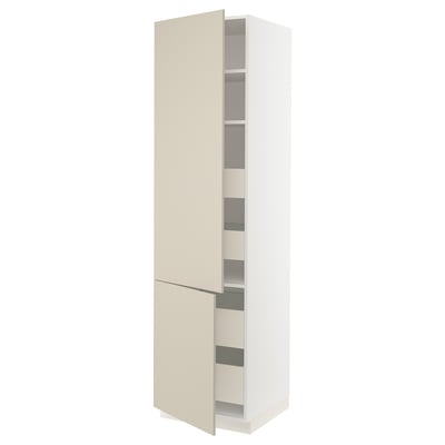 SEKTION / MAXIMERA Gabinete alto+2 prta/estantes/4 cjn, blanco/Havstorp beige, 24x24x90 "